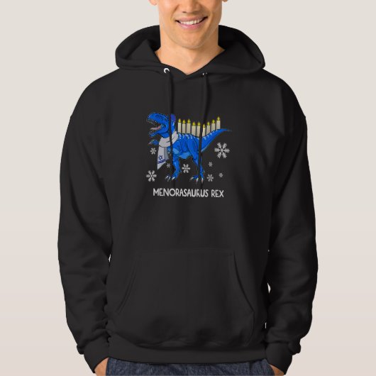 Hanukkah Dinosaur Menorasaurus Rex Dino Chanukah B Hoodie (Vorderseite)