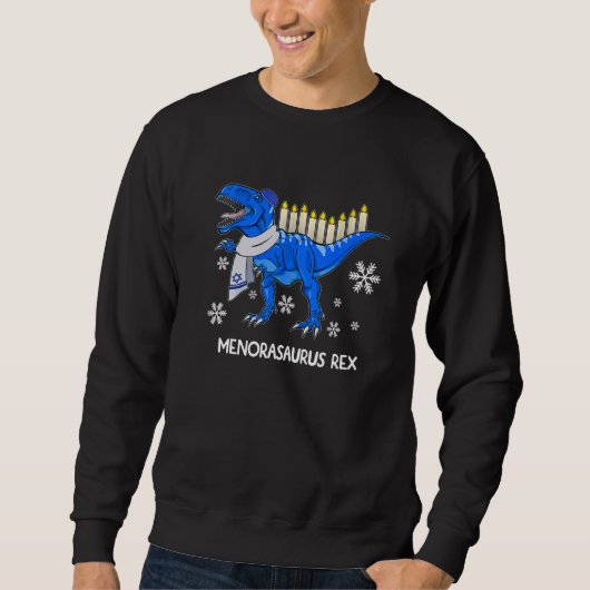 Hanukkah Dinosaur Menorasaurus Rex Dino Chanukah B Sweatshirt (Vorderseite)