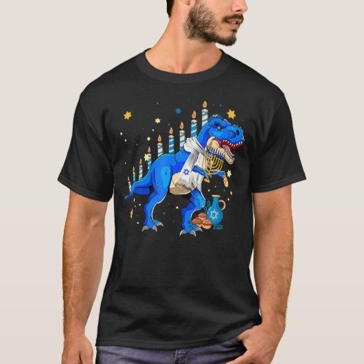 Hanukkah Dinosaur Menorasaurus Rex Dino Chanukah B T-Shirt (Vorderseite)