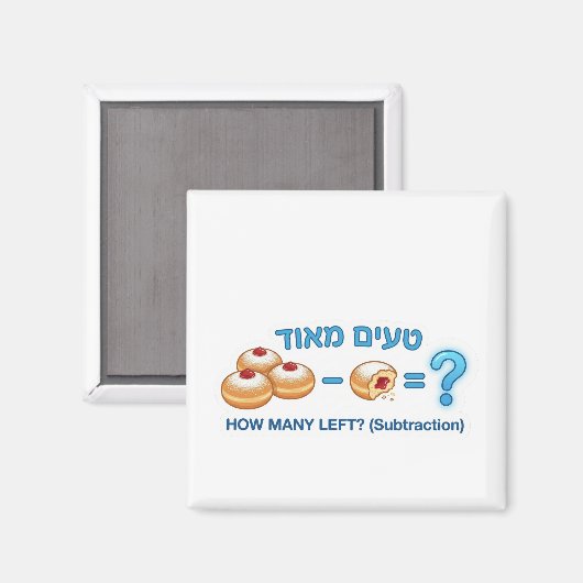 Hanukkah Donuts Subtraction Game - "Tasty" Magnet (Vorderseite/Rückseite)