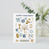 Hanukkah Doodles niedliche illustrierte Postkarte (Stehend Vorderseite)