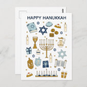 Hanukkah Doodles niedliche illustrierte Postkarte (Vorne/Hinten)