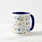 Hanukkah Doodles niedliche illustrierte Tasse (VorderseiteRechts)