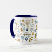 Hanukkah Doodles niedliche illustrierte Tasse (Vorderseite Links)