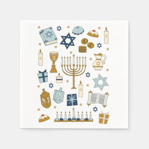 Hanukkah Doodles niedliches illustriertes Papier N Serviette