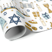 Hanukkah Doodles niedliches illustriertes Wrapping Geschenkpapier (Rolleneckpunkt)