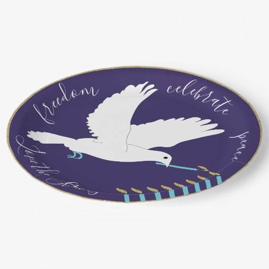Hanukkah Dove Design Pappteller (Schrägansicht)