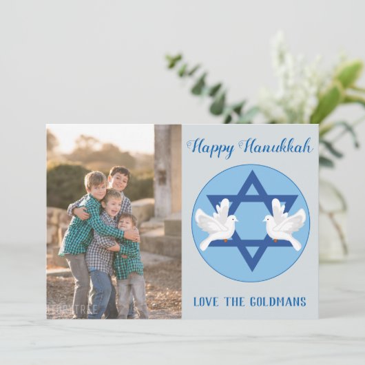 Hanukkah Dove Gruß des Friedens (Stehend Vorderseite)