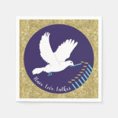 Hanukkah Dove Menorah Design Serviette (Vorderseite)