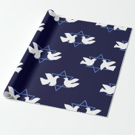 Hanukkah Dove Peace Star Gemustert Geschenkpapier