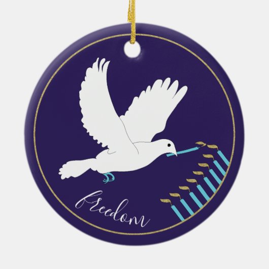Hanukkah "DoveLightsMenorah"/Circle Ornament (Hinten)