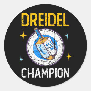 Hanukkah Dreidel Champion Jüdischer Spinning Top Runder Aufkleber