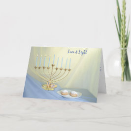 Hanukkah Dreidel Coins Doughnut Gold Menorah Feiertagskarte