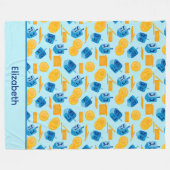 Hanukkah Dreidel Game Gelt Dark Blue Fleecedecke (Vorderseite (Horizontal))