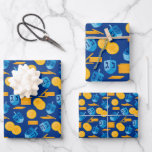 Hanukkah Dreidel Game Gelt Dark Blue Geschenkpapier Set<br><div class="desc">Hanukkah Dreidel Game Gelt Dunkelblaues Personalisiertes Muster. Chanukah dreidels in blau.</div>