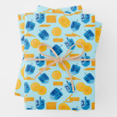 Hanukkah Dreidel Game Gelt Dark Blue Geschenkpapier Set (Beispiel)