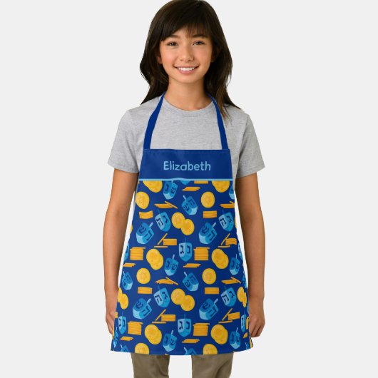 Hanukkah Dreidel Game Gelt Dark Blue Schürze (Insitu)