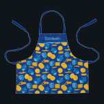Hanukkah Dreidel Game Gelt Dark Blue Schürze<br><div class="desc">Hanukkah Dreidel Game Gelt Dunkelblaues Personalisiertes Muster. Chanukah dreidels in blau.</div>