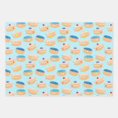 Hanukkah Dreidel, Gelt, Sufganiyot, String Lights Geschenkpapier Set (Vorderseite)