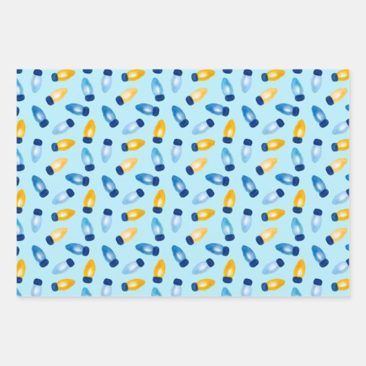 Hanukkah Dreidel, Gelt, Sufganiyot, String Lights Geschenkpapier Set (Vorderseite 3)