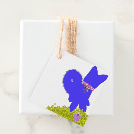 Hanukkah dreidel gelt und blaue Hundeschartkarte Geschenkanhänger (Beispiel)