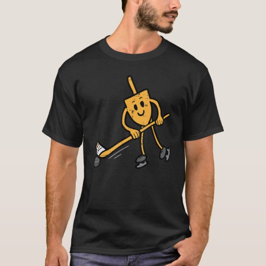Hanukkah Dreidel Ice Hockey Chanukah Jüdische Männ T-Shirt (Vorderseite)
