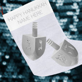 Hanukkah Dreidel Imitats Silver Sparkle Chrismukka Großer Weihnachtsstrumpf