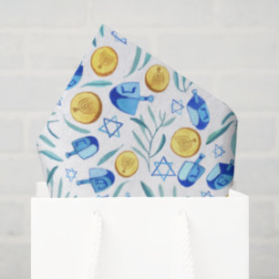 Hanukkah Dreidel Jüdisches Urlaubsmuster Wasserfar Seidenpapier