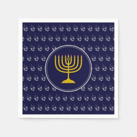 HANUKKAH Dreidel Menorah BLAUE SILVER GRAY Serviette (Vorderseite)