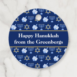 Hanukkah Dreidel Menorah Blue Custom Party Geschenkanhänger
