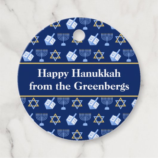 Hanukkah Dreidel Menorah Blue Custom Party Geschenkanhänger (Vorderseite)
