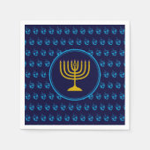 HANUKKAH | Dreidel Menorah BLUE Paper Serviette (Vorderseite)
