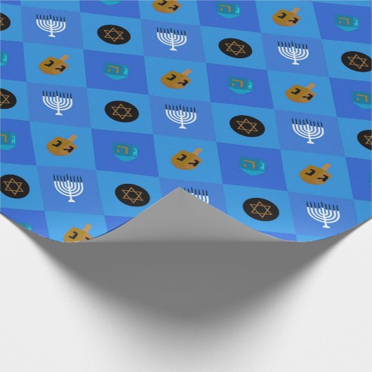 Hanukkah dreidel menorah geschenkpapier (Ecke)