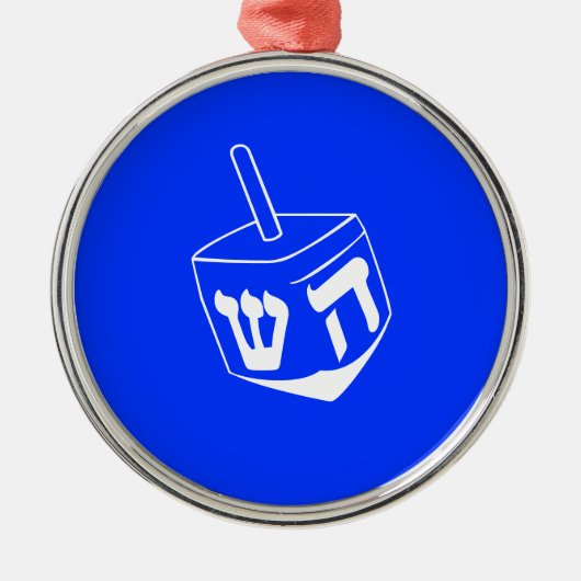 Hanukkah Dreidel-Ornament Silbernes Ornament (Vorne)