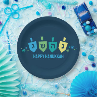 Hanukkah Dreidel Party Plates Pappteller