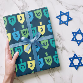 Hanukkah Dreidel Party Wrapping Paper Geschenkpapier