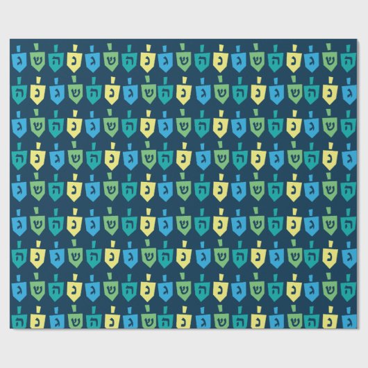 Hanukkah Dreidel Party Wrapping Paper Geschenkpapier (Flach)
