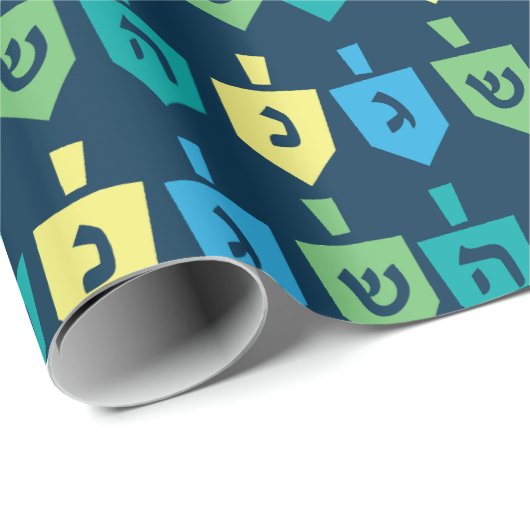 Hanukkah Dreidel Party Wrapping Paper Geschenkpapier (Rolleneckpunkt)
