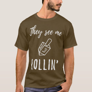 Hanukkah Dreidel sieht mich Rollin' lustiger Juden T-Shirt