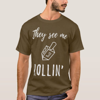 Hanukkah Dreidel sieht mich Rollin' lustiger Juden T-Shirt
