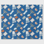 Hanukkah Dreidel Star von David Menorah Torah Blue Geschenkpapier (Flach)