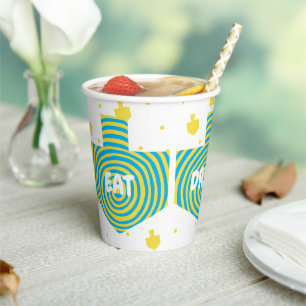 Hanukkah Dreidel Swirl 8 oz. Pappbecher