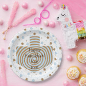 Hanukkah Dreidel Swirl Brown Blue Paper Tellers Pappteller (Party)