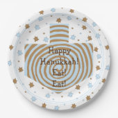 Hanukkah Dreidel Swirl Brown Blue Paper Tellers Pappteller (Vorderseite)