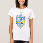 Hanukkah Dreidel T-Shirt<br><div class="desc">Hanukkah dreidel aus den Sternen von David, präsentiert, Donuts, eine Menorah, und mehr.</div>