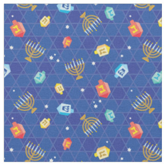 Hanukkah Dreidel und Menorah Toss Print Stoff