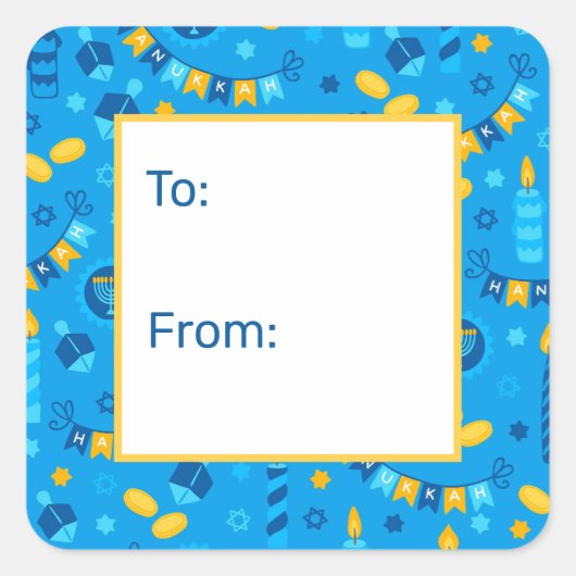 Hanukkah Dreidels bis Quadratischer Aufkleber (Vorderseite)