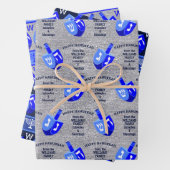 Hanukkah Dreidels Blue Monogram-Sortiment Geschenkpapier Set (Beispiel)