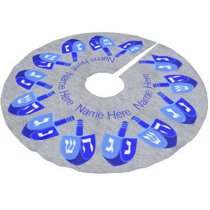 Hanukkah Dreidels Blue Personalisiert Chrismukkah Polyester Weihnachtsbaumdecke