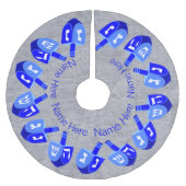 Hanukkah Dreidels Blue Personalisiert Chrismukkah Polyester Weihnachtsbaumdecke (Vorderseite)
